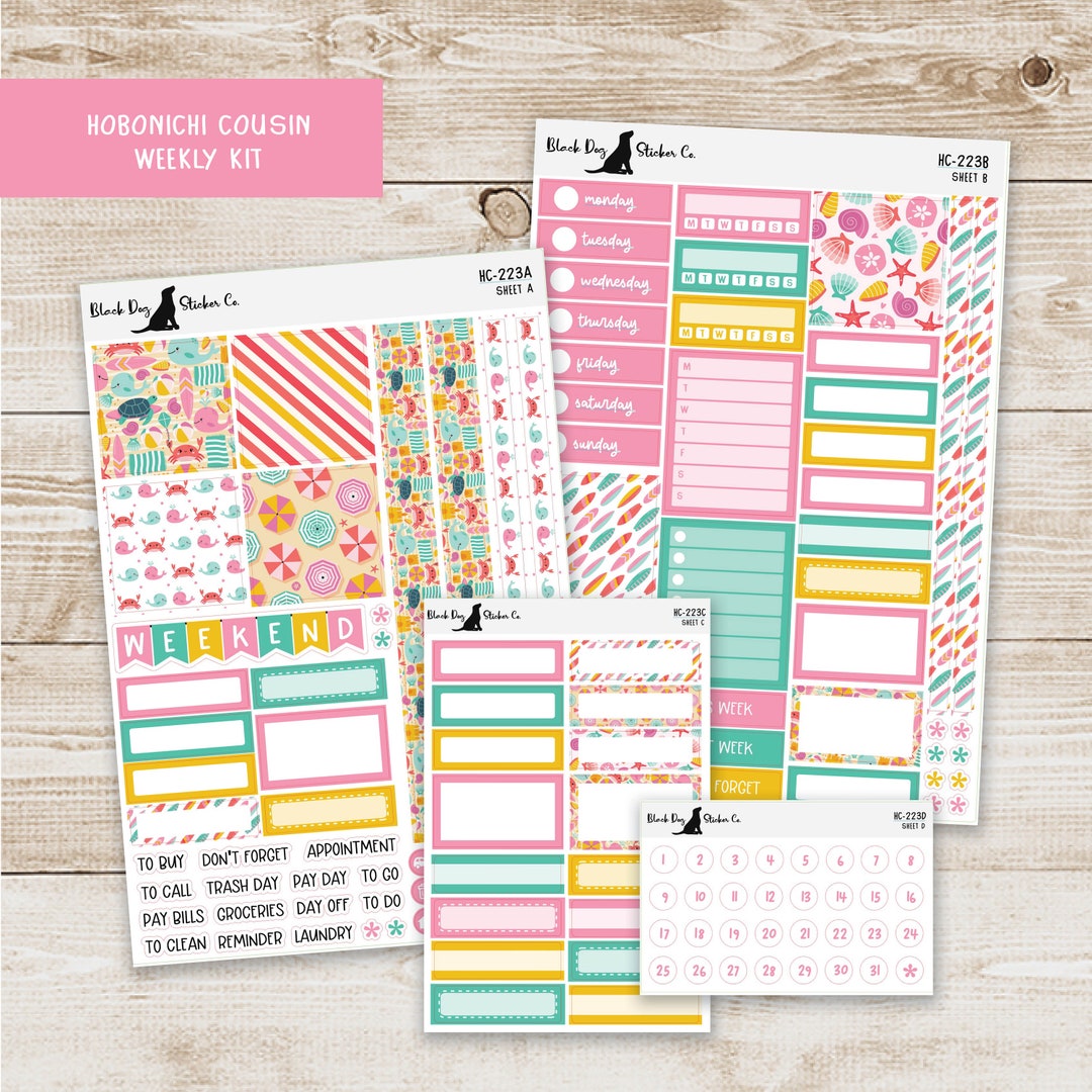 HC-223 Hobonichi Cousin Weekly Kit - Beach Bunny - Planner Stickers - Etsy