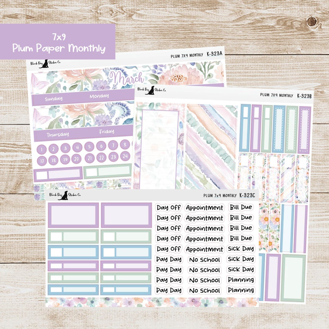 K-323 Plum Paper 7x9 Monthly Kit - March 2026 - Petals and Pastels ...