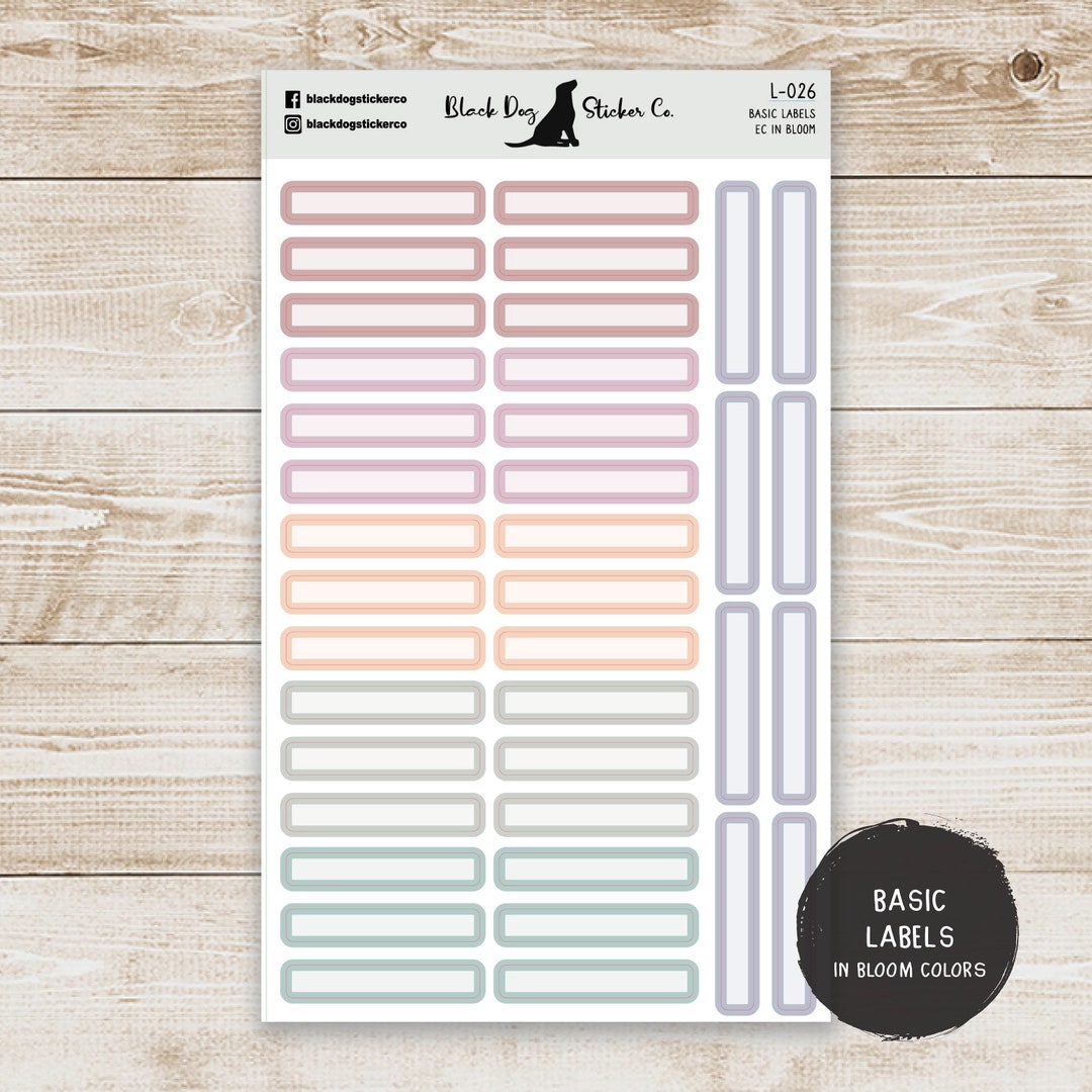 BASIC LABELS Planner Stickers - Erin Condren in Bloom Colors - Neutral ...