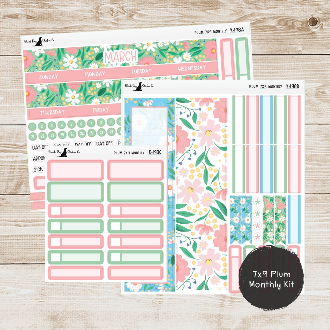 K-198 Plum Paper 7x9 Monthly Kit - March 2024 - March Florals - Planner ...
