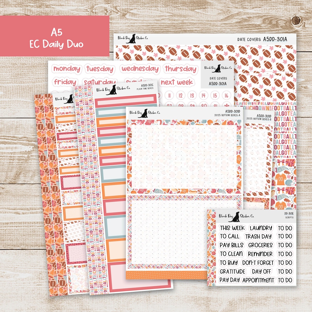A5DD-301 EC A5 Daily Duo Weekly Kit - Football Season - Planner ...