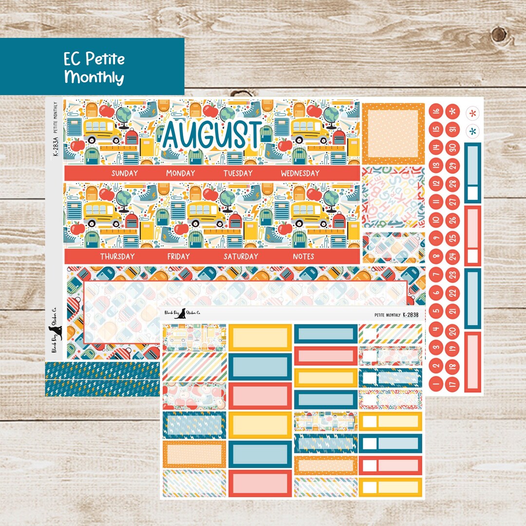 PET-283 Erin Condren Petite Monthly Kit - August 2025 - School Days ...