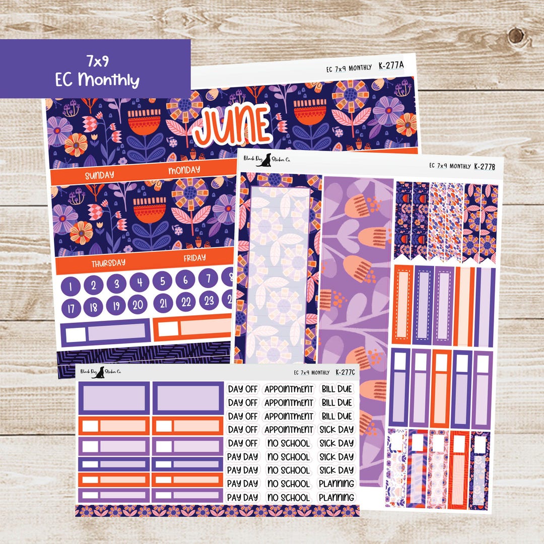 K-277 Erin Condren EC 7x9 Monthly Kit - June 2025 - Bright Blooms ...