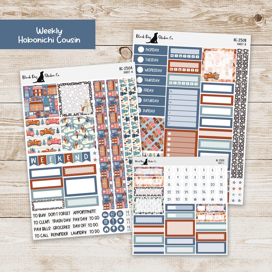 HC-250 Hobonichi Cousin Weekly Kit - Winter Village - Planner Stickers ...