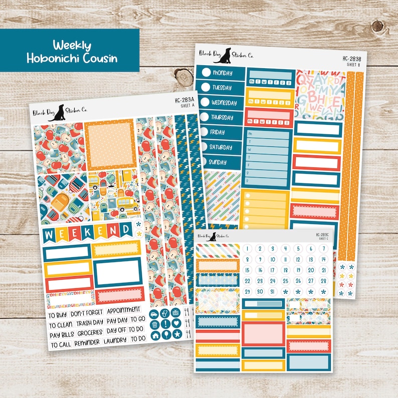 HC-283 Hobonichi Cousin Weekly Kit - School Days - Planner Stickers - Etsy