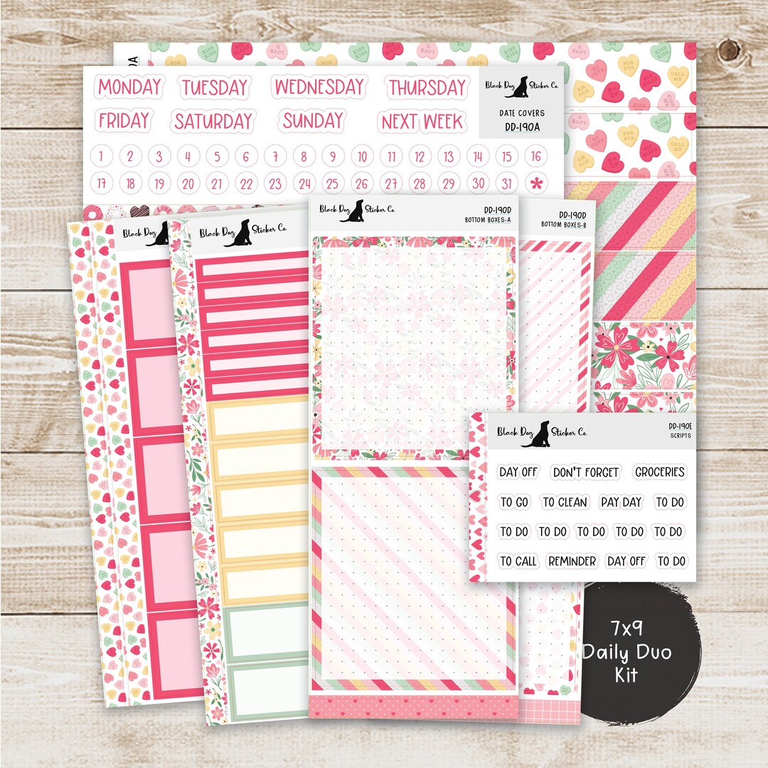 DD-190 EC 7x9 Daily Duo Weekly Kit Sweet Valentine Planner Stickers - Etsy
