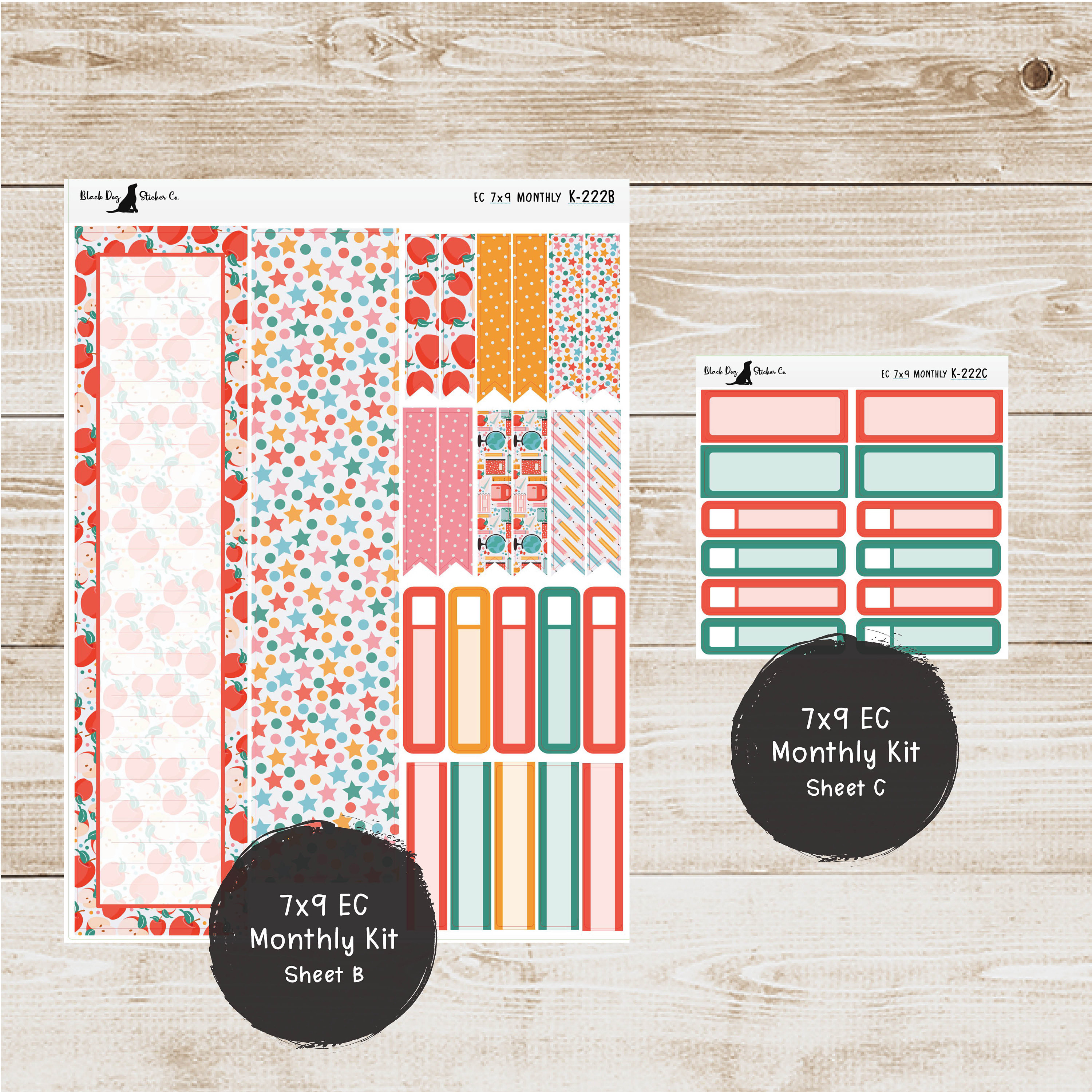 K-222 Erin Condren EC 7x9 Monthly Kit - August 2024 - Back to School ...