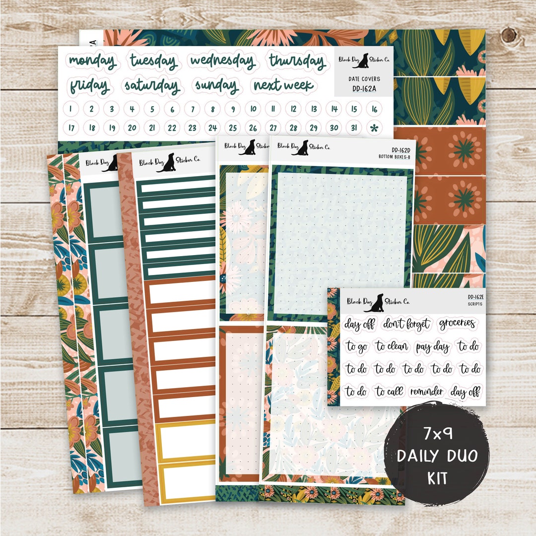 DD-162 EC 7x9 Daily Duo Weekly Kit Tropical Palms Planner Stickers ...
