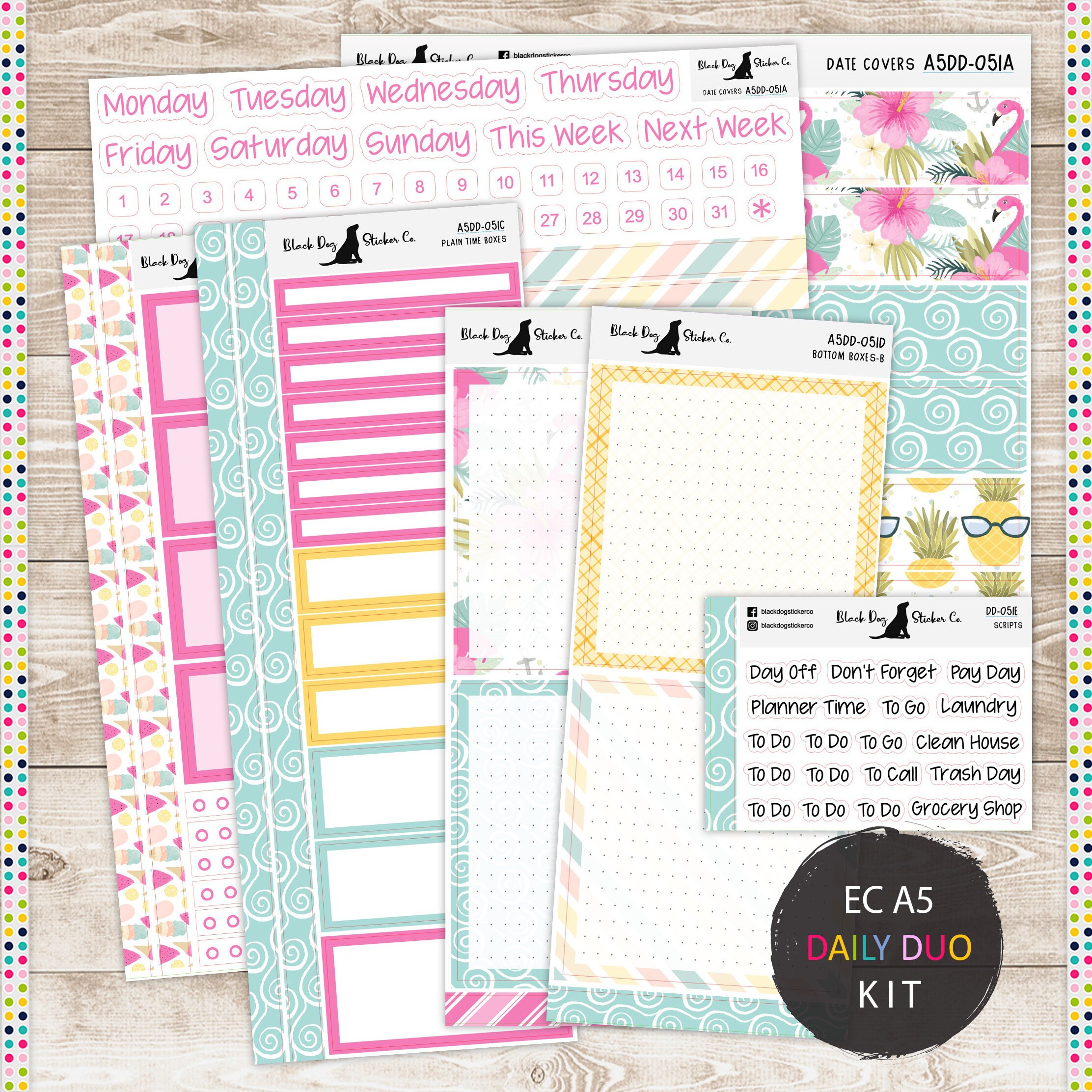 Erin Condren EC A5 Daily Duo Weekly Kit - Summer Fun - Planner Sticke…