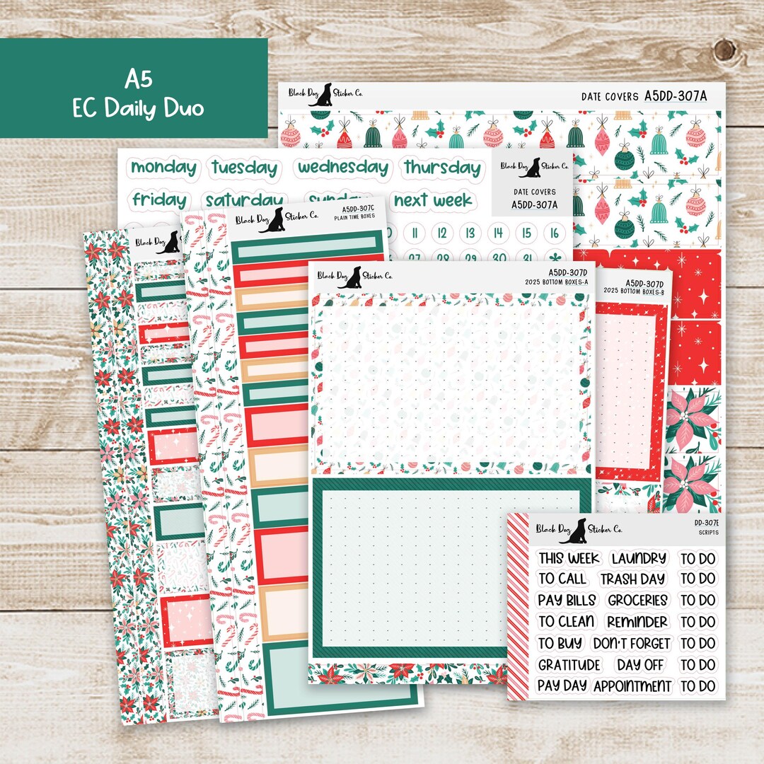 A5DD-307 EC A5 Daily Duo Weekly Kit - Tis the Season - Planner Stickers ...