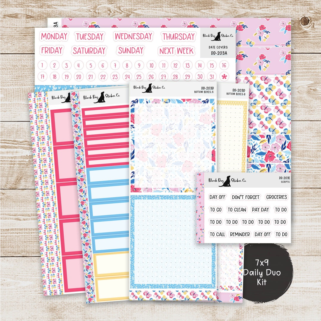 DD-203 EC 7x9 Daily Duo Weekly Kit - Happy Life - Planner Stickers - Etsy