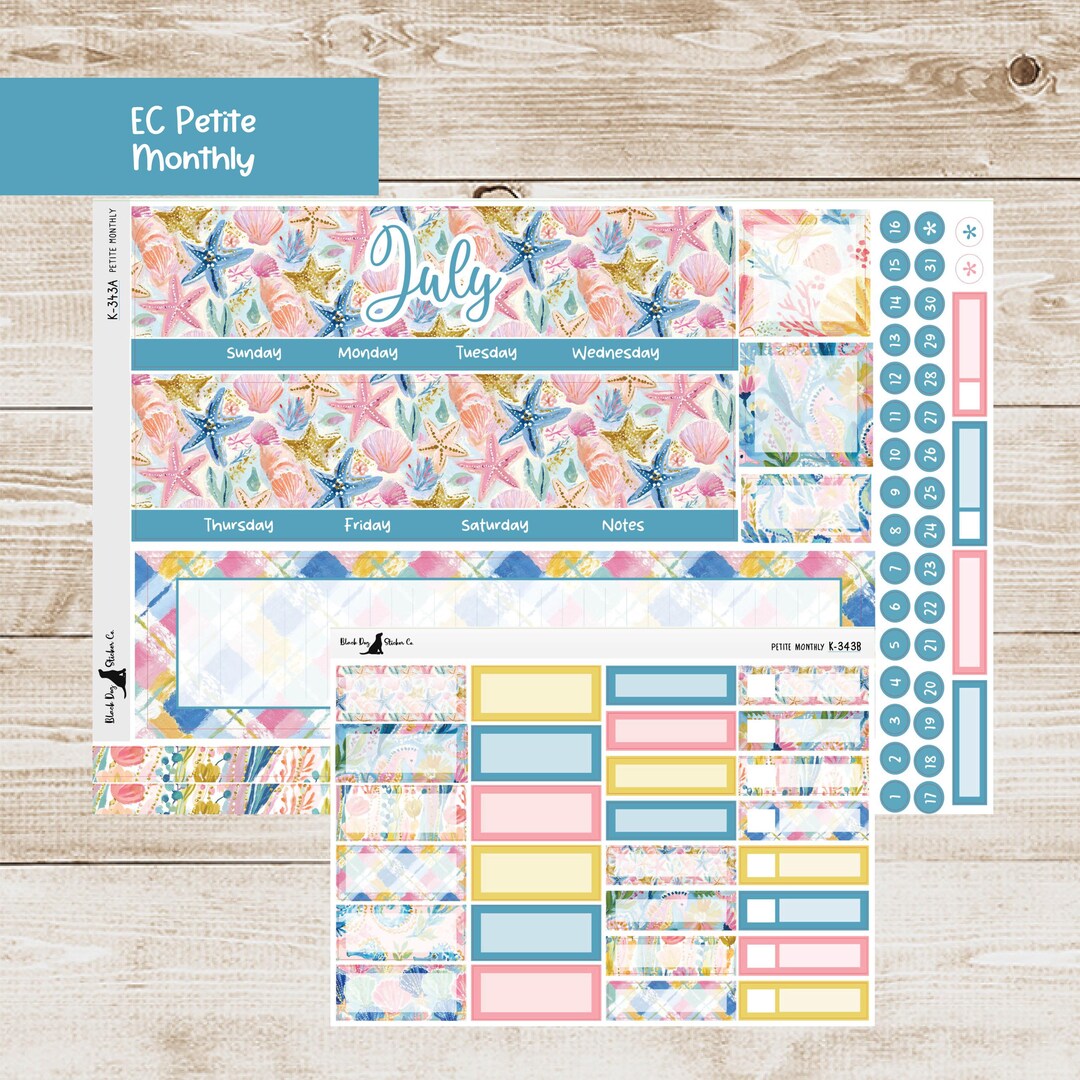 PET-343 Erin Condren Petite Monthly Kit - July 2026 - Watercolor Beach ...