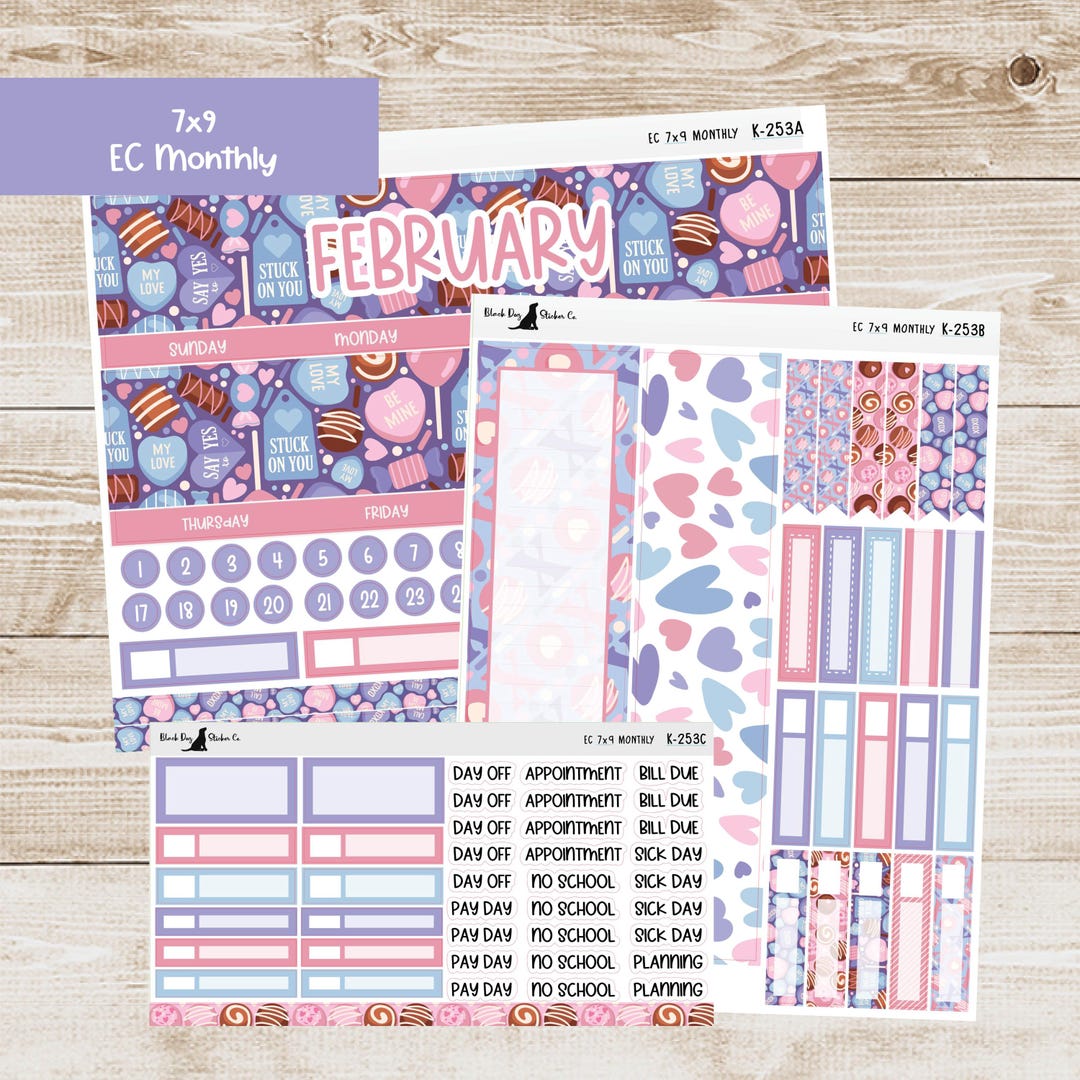 K-253 Erin Condren EC 7x9 Monthly Kit - February 2025 - Pastel ...