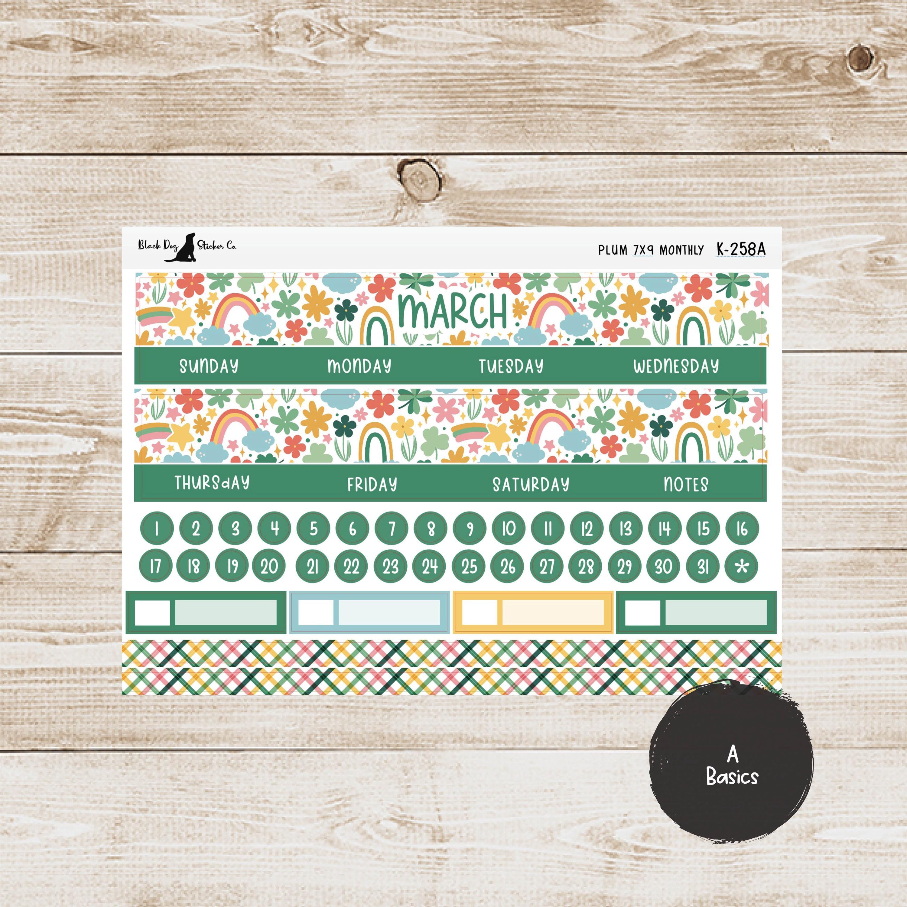 K-258 Plum Paper 7x9 Monthly Kit - March 2025 - Lots of Luck - Planner ...