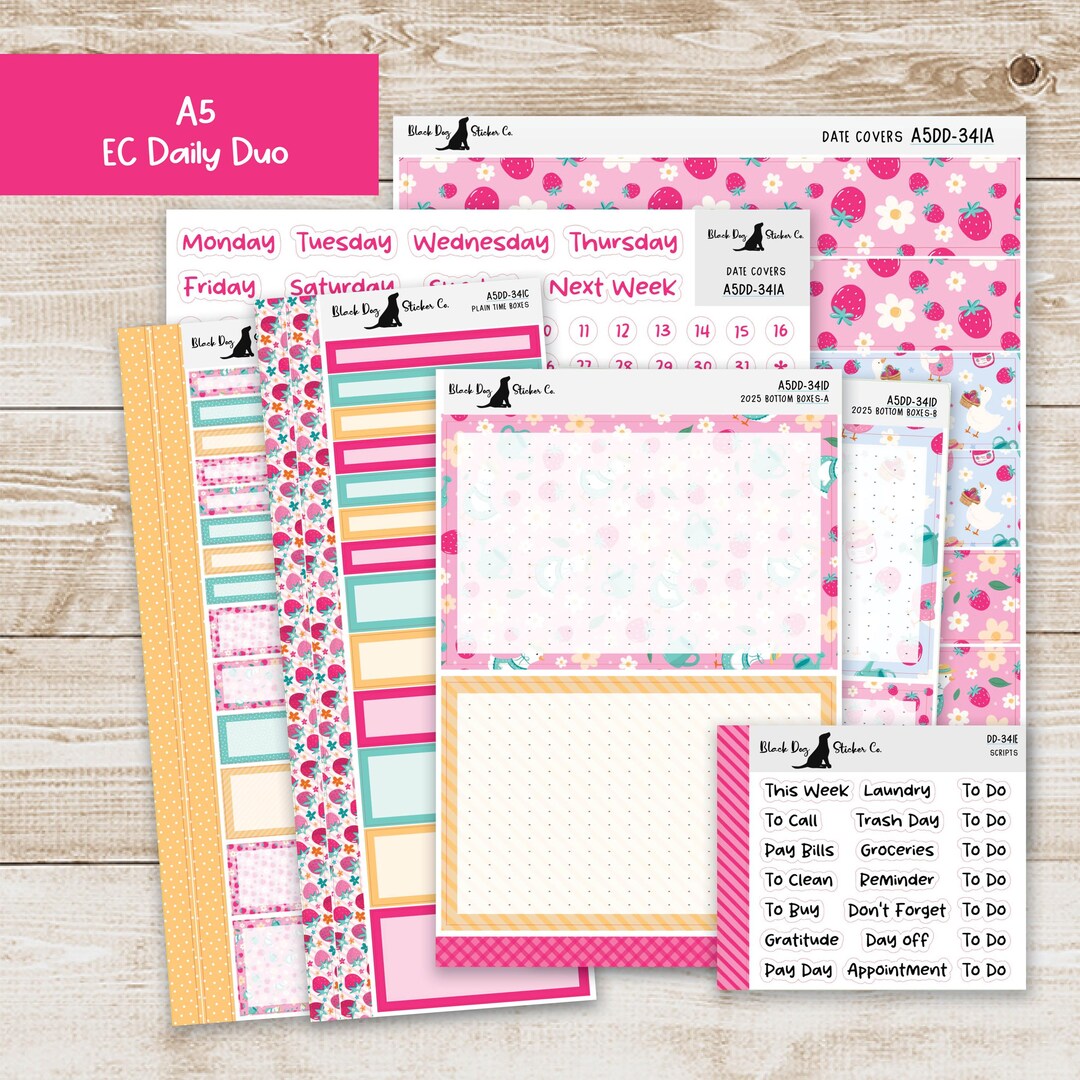 A5DD-341 EC A5 Daily Duo Weekly Kit - Silly Goose - Planner Stickers - Etsy