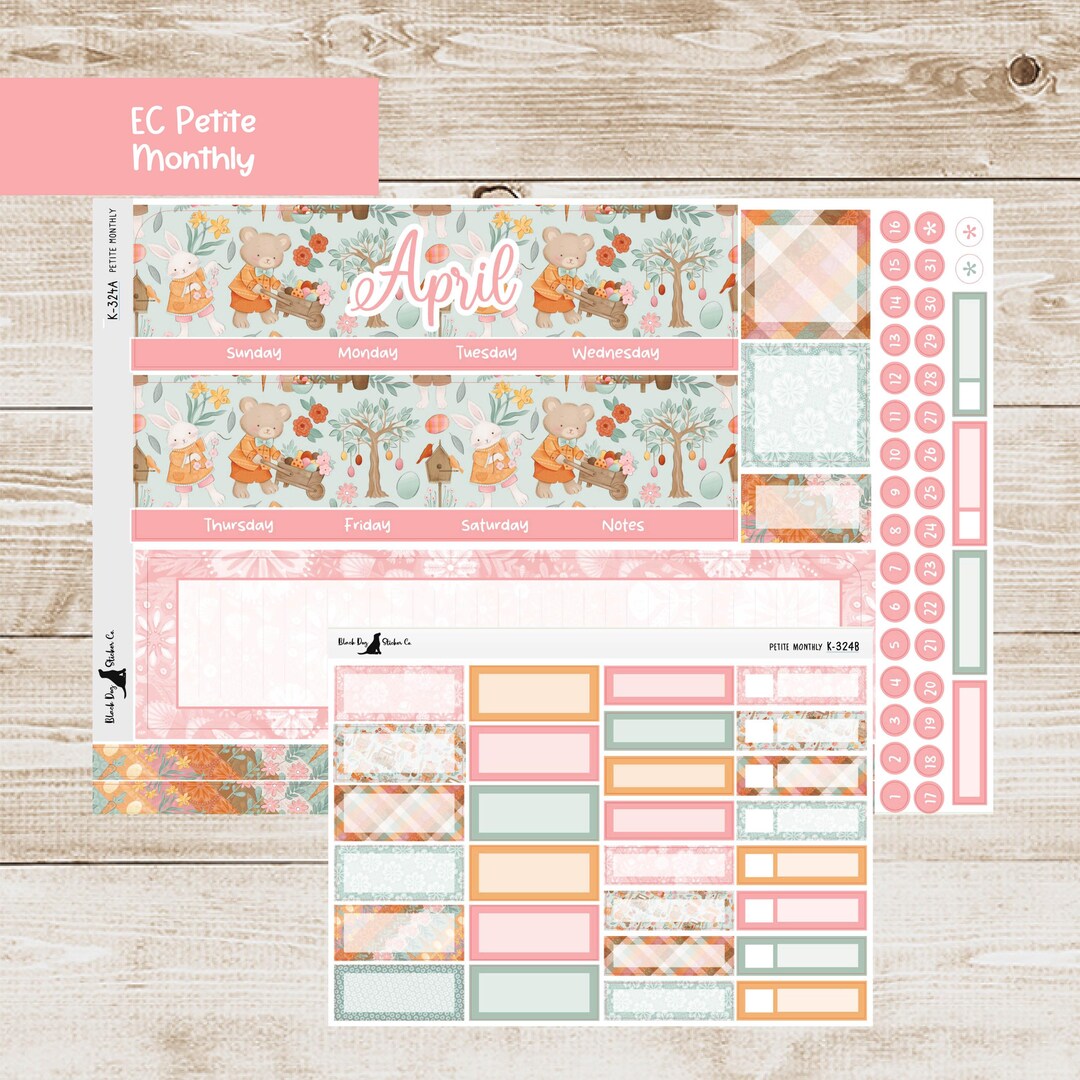 PET-324 Erin Condren Petite Monthly Kit - April 2026- Easter Cuties ...