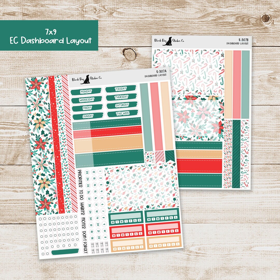DB-307 Erin Condren EC 7x9 Dashboard Layout Weekly Kit - Tis the Season ...