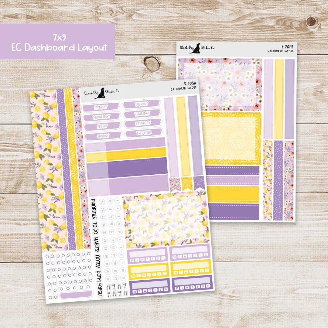 DB-205 Erin Condren EC 7x9 Dashboard Layout Weekly Kit - Lavender and ...