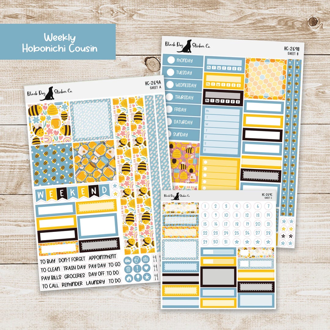 HC-269 Hobonichi Cousin Weekly Kit - Honey Bee - Planner Stickers - Etsy