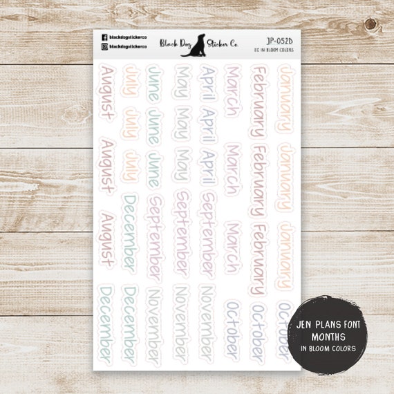 MONTHS of the Year -  Script Planner Stickers Jen Plans JP-052 -Erin Condren In Bloom Colors