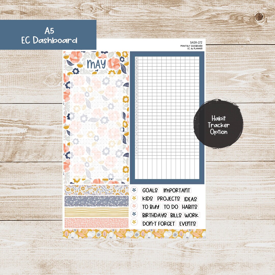 Erin Condren EC A5 Dashboard Monthly Kit - May 2025 - Graceful Blooms ...