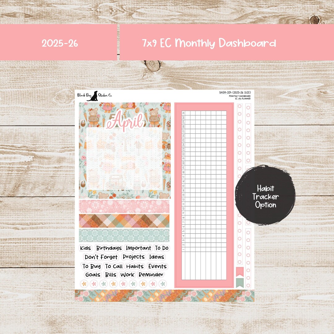 Erin Condren EC 7x9 Dashboard Monthly Kit - April 2026 - Easter Cuties ...