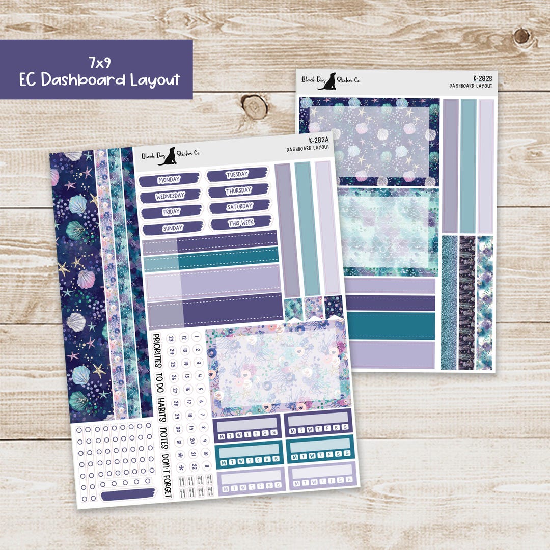 DB-282 Erin Condren EC 7x9 Dashboard Layout Weekly Kit - Mermaid Wishes ...