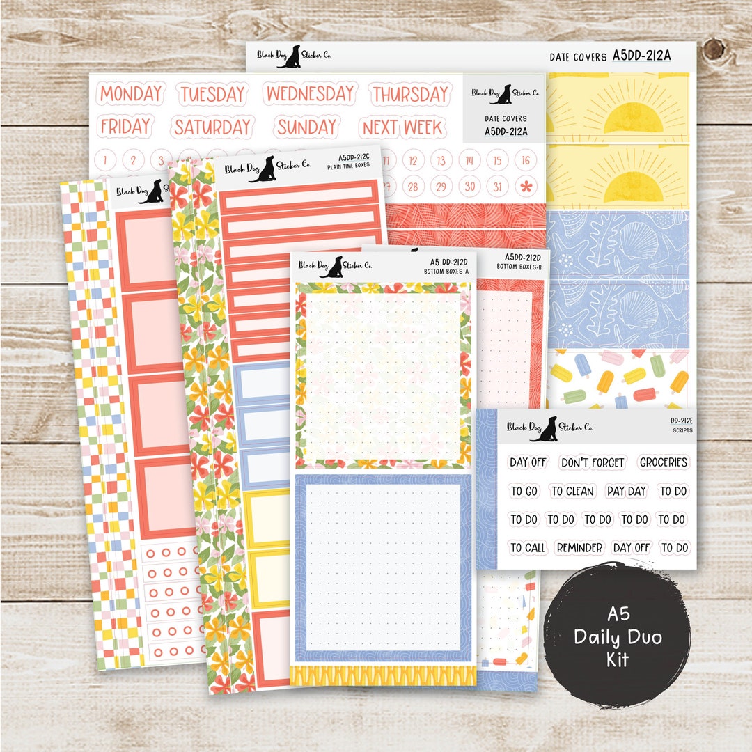 Erin Condren EC A5 Daily Duo Weekly Kit - Sun Seeker - Planner Stickers ...