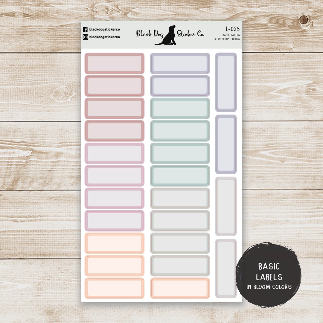 BASIC LABELS Planner Stickers - Erin Condren in Bloom Colors - Neutral ...