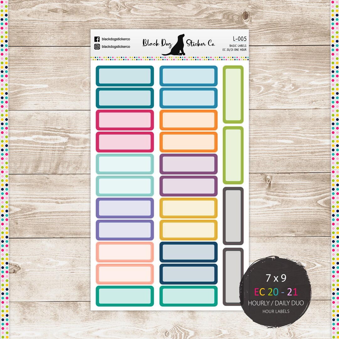BASIC LABELS Planner Stickers - Erin Condren - One Hour - Monthly ...