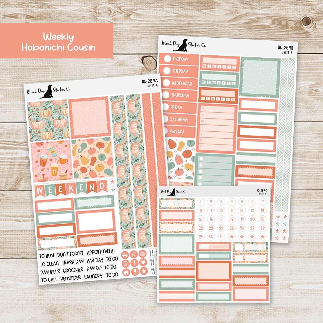 HC-289 Hobonichi Cousin Weekly Kit - Fall Pumpkins - Planner Stickers ...