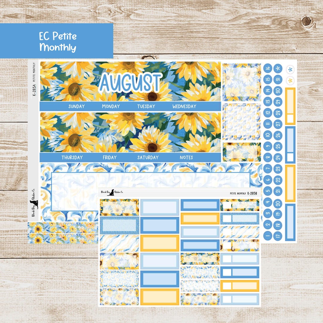 PET-285 Erin Condren Petite Monthly Kit - August 2025 - Sunflower ...