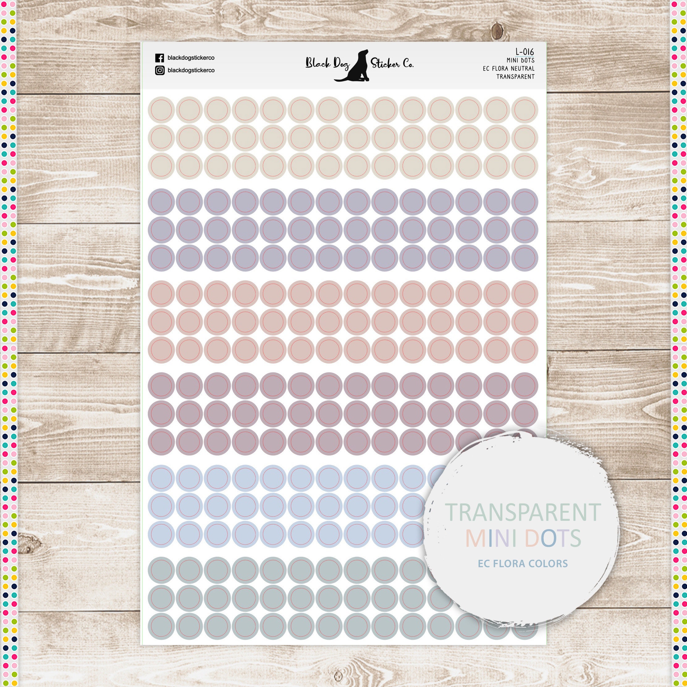 TRANSPARENT Mini Dot Planner Stickers - Erin Condren FLORA Neutral Co…