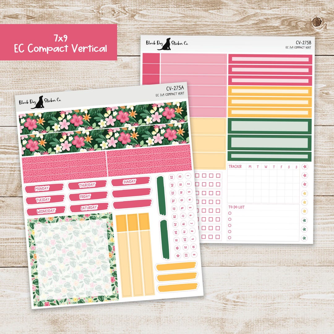 CV-275 Erin Condren EC 7x9 Compact Vertical Weekly Kit - Tropical Glow ...
