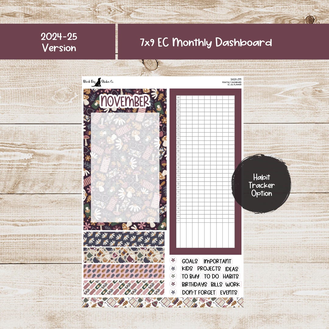 Erin Condren EC 7x9 Dashboard Monthly Kit - November 2025 - Cozy Fall ...