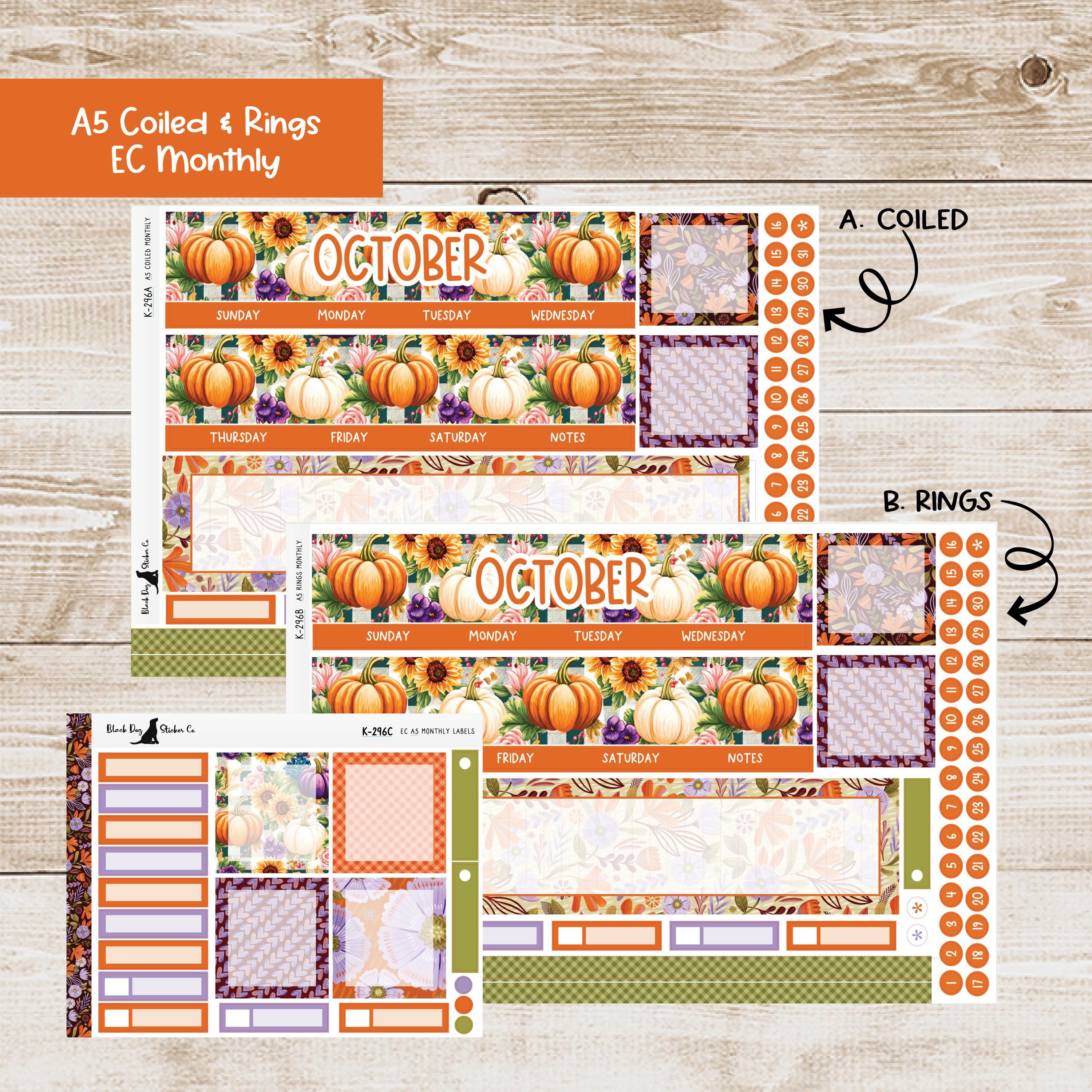 K-296 Erin Condren A5 Monthly Kit - October 2025 - Fall Breeze ...