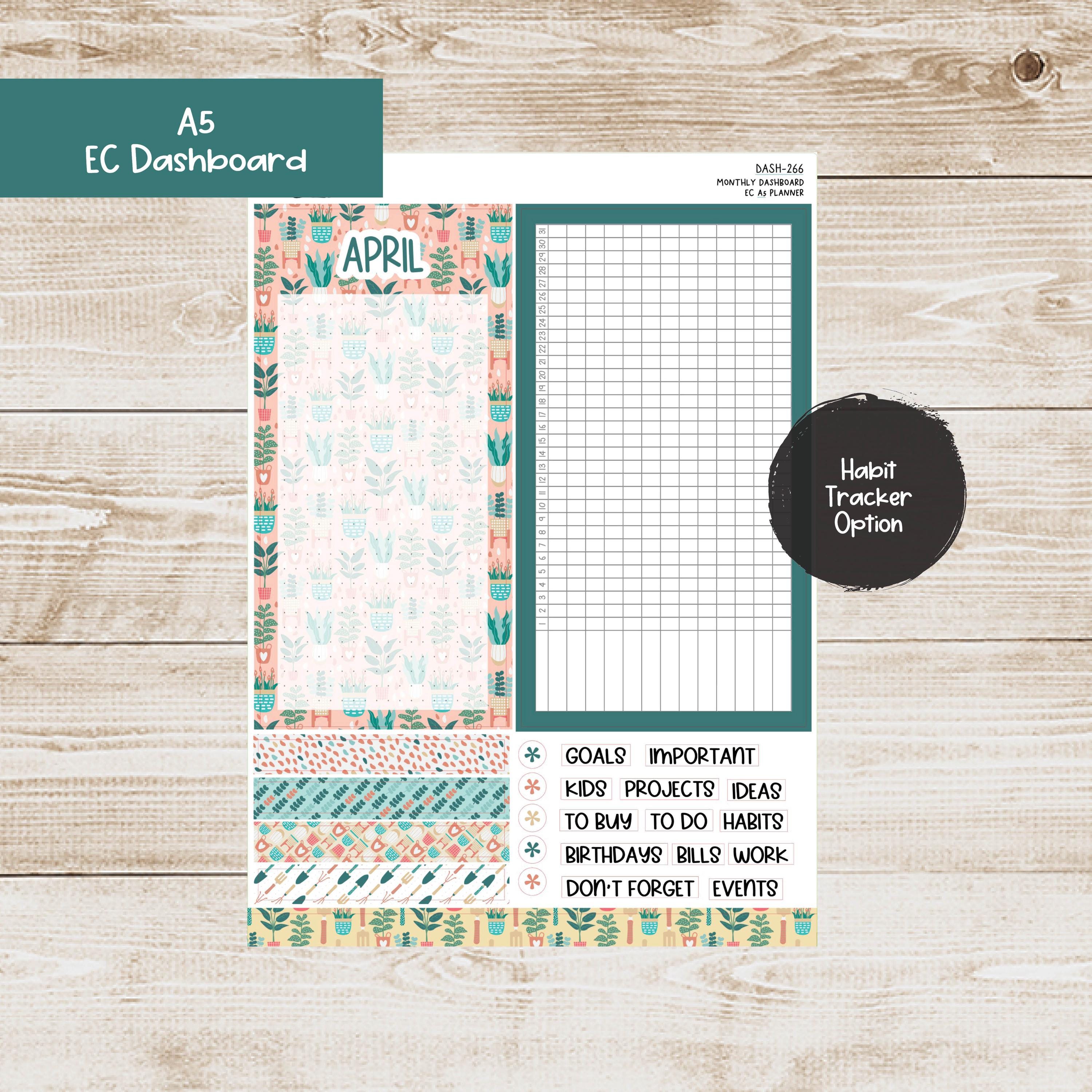 Erin Condren EC A5 Dashboard Monthly Kit - April 2025 - Plant Life ...