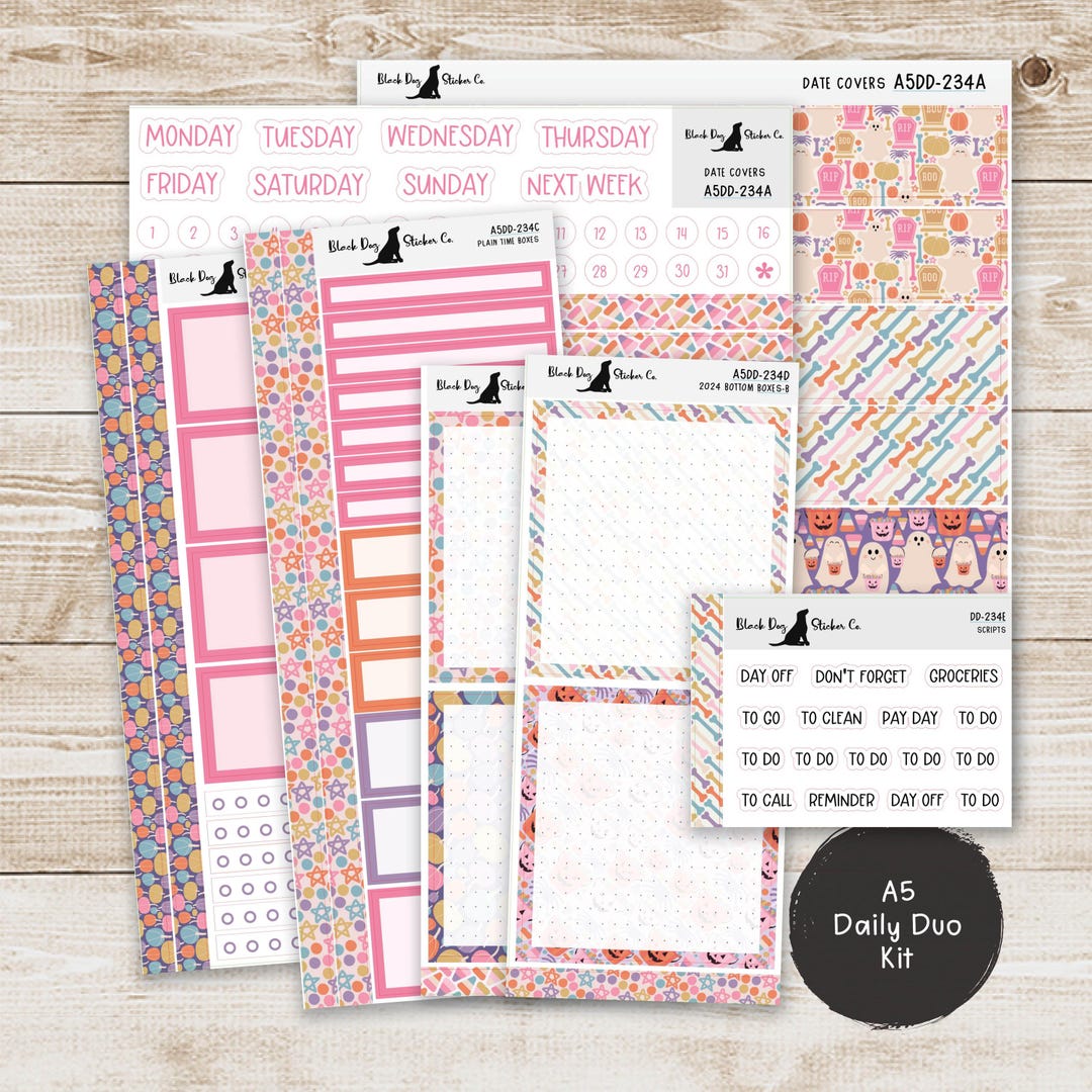 Erin Condren EC A5 Daily Duo Weekly Kit Pastel Halloween Planner ...