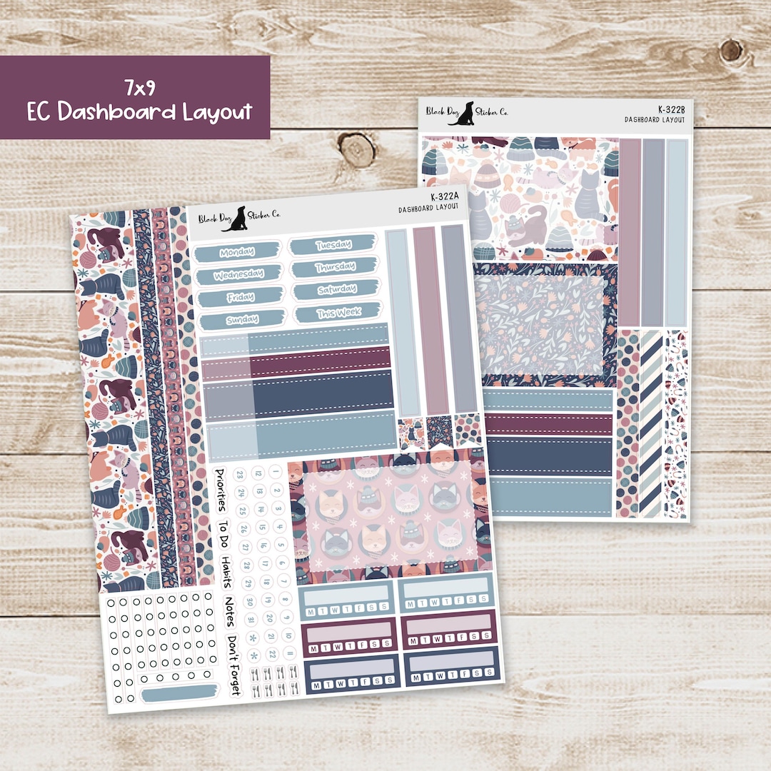 DB-322 Erin Condren EC 7x9 Dashboard Layout Weekly Kit - Cozy Kittens ...