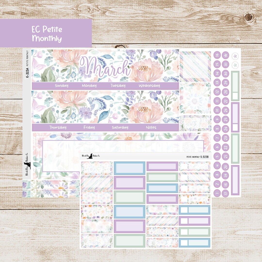 PET-323 Erin Condren Petite Monthly Kit - March 2026- Petals and ...