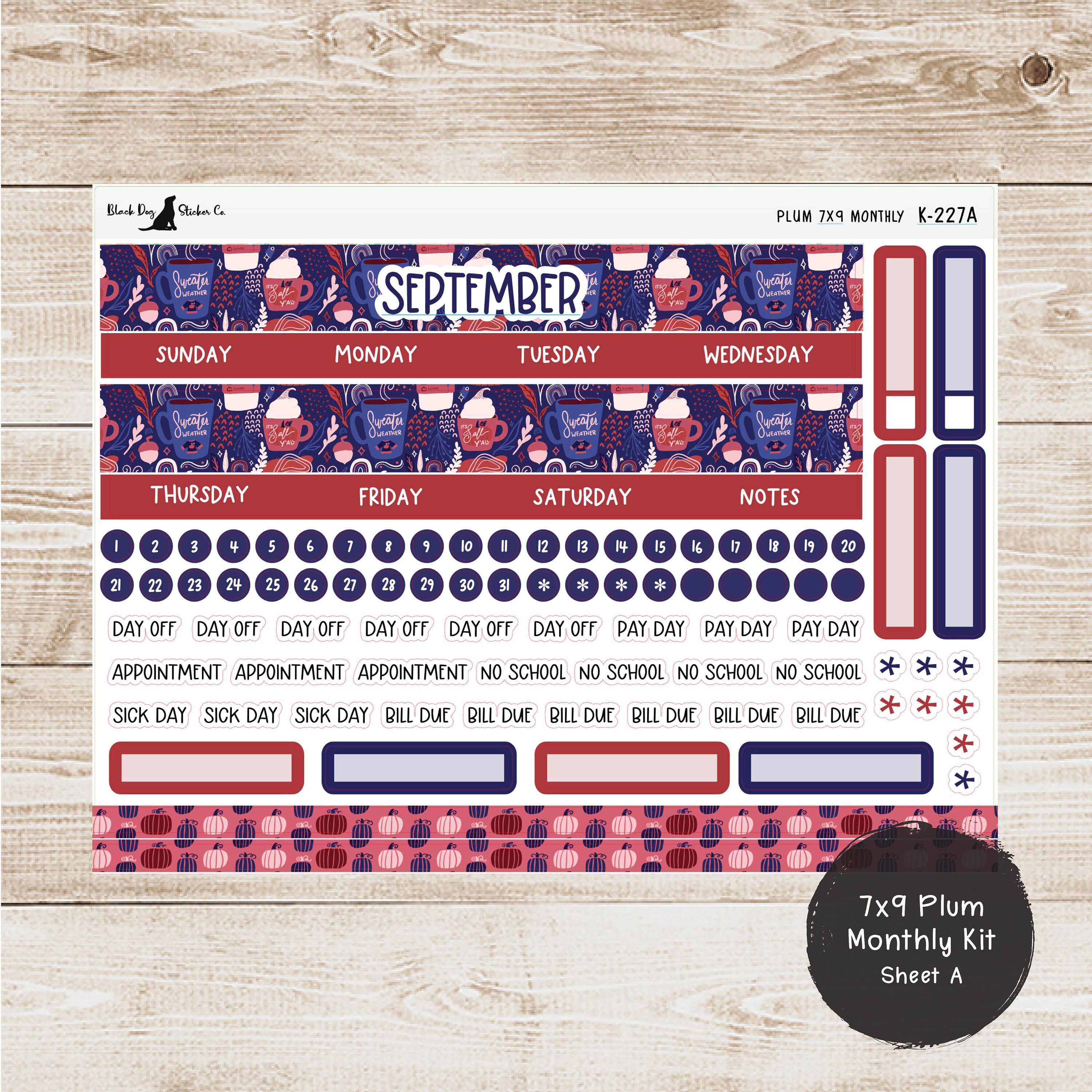 K-227 Plum Paper 7x9 Monthly Kit - September 2024 - Sweater Weather ...