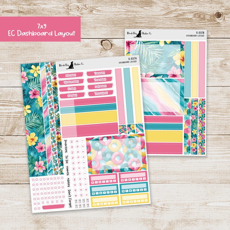 DB-337 Erin Condren EC 7x9 Dashboard Layout Weekly Kit - Tropic Like It ...