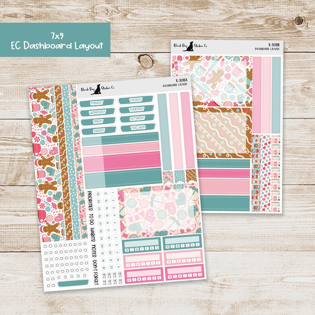 DB-308 Erin Condren EC 7x9 Dashboard Layout Weekly Kit - Gingerbread ...