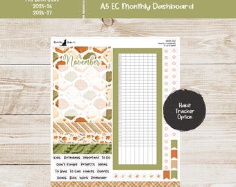 Erin Condren EC A5 Dashboard Monthly Kit - November 2026 - Sweater Weather - Planner Stickers - A5D-362