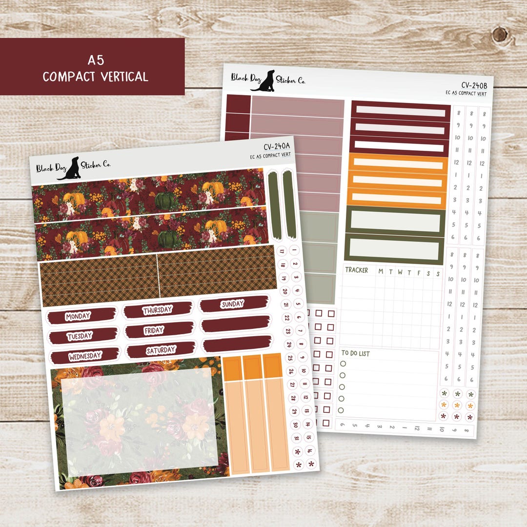 Erin Condren EC A5 Compact Vertical Weekly Kit - Autumn Florals ...