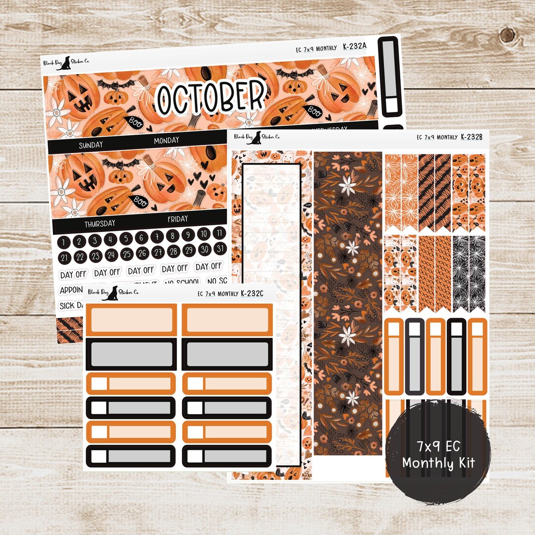 K-232 Erin Condren EC 7x9 Monthly Kit - October 2024 - Boo to You ...