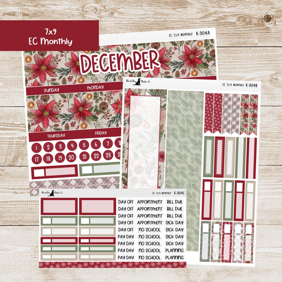 K-304 Erin Condren EC 7x9 Monthly Kit - December 2025 - Country ...