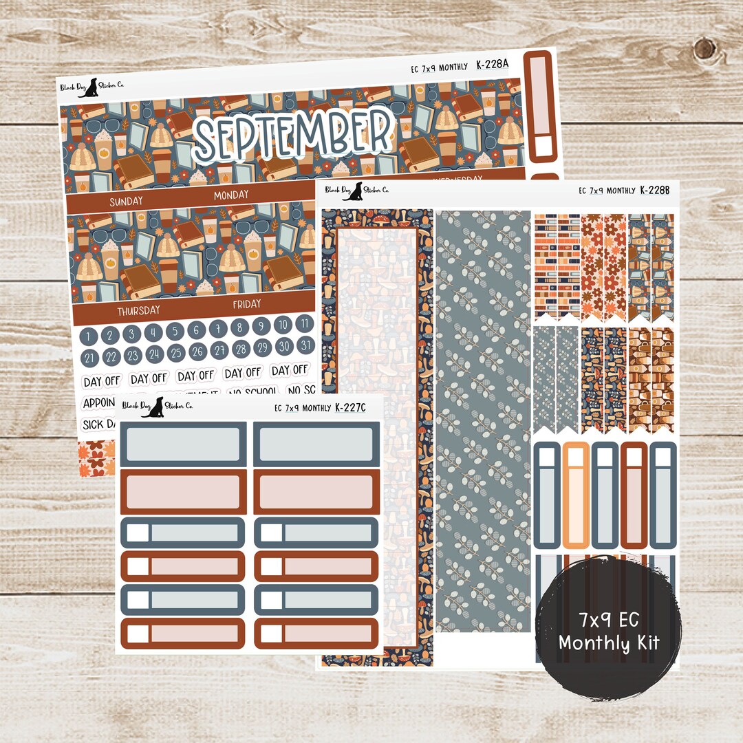 K-228 Erin Condren EC 7x9 Monthly Kit - September 2024 - Bookish Autumn ...