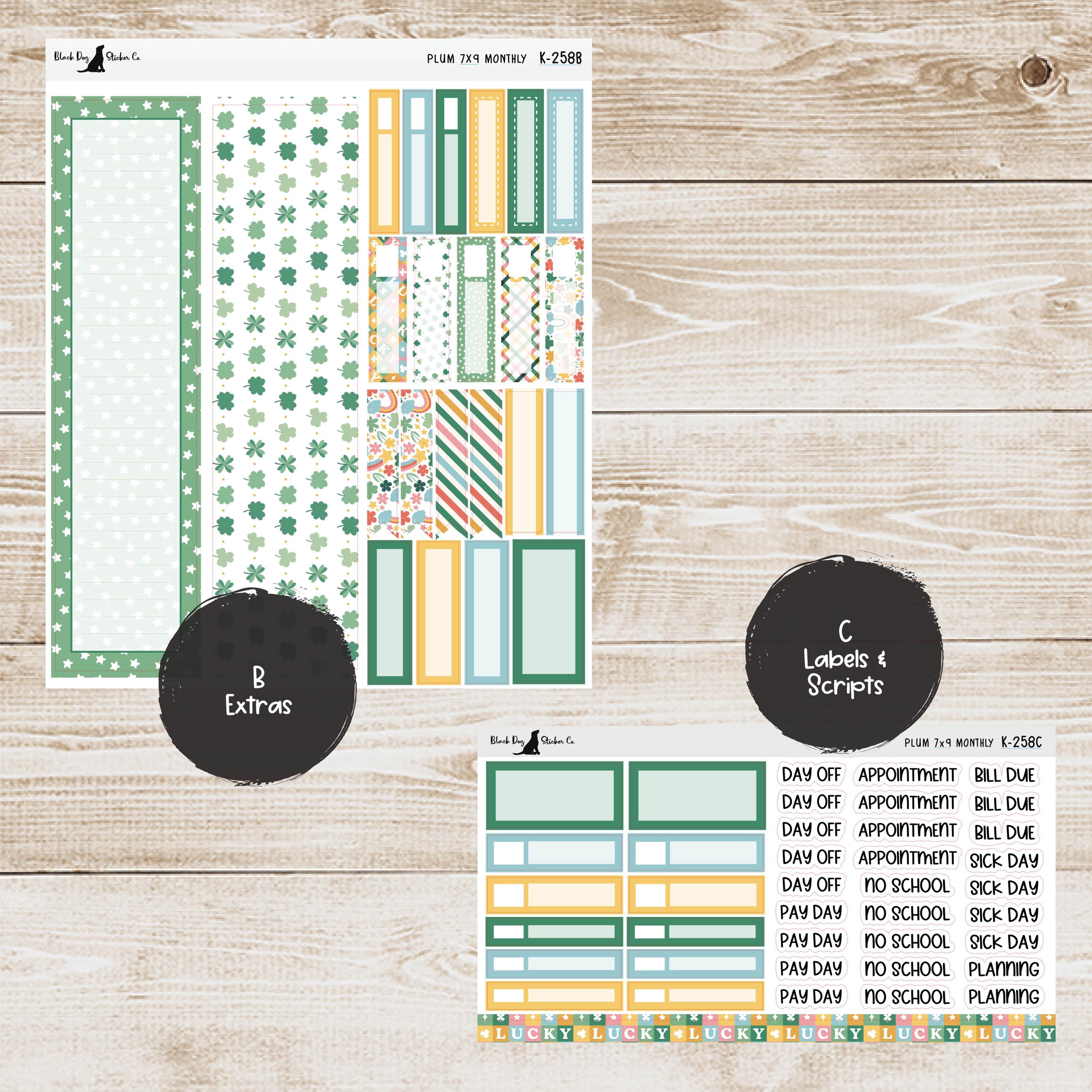 K-258 Plum Paper 7x9 Monthly Kit - March 2025 - Lots of Luck - Planner ...