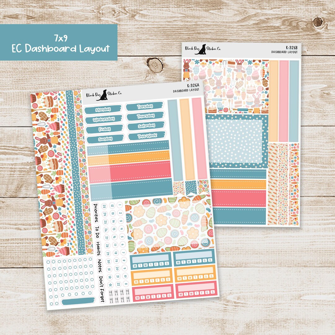 DB-326 Erin Condren EC 7x9 Dashboard Layout Weekly Kit - Baker Bunnies ...